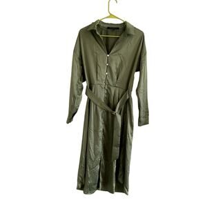 French Connection Women's Short Shirt Dress Size L Olive